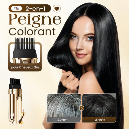 🔥Peigne Colorant 2 en 1 pour Cheveux Gris – Sans Chimie, Sans Taches, Résistant à l’Eau🔥
