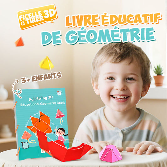 Livre éducatif pour apprendre la géométrie en 3D avec ficelle à tirer