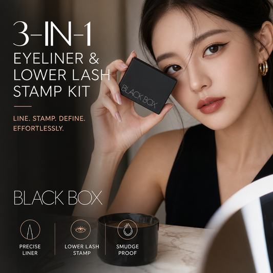 👁️Kit 3-en-1 Eye-liner & Tampon Cils Inférieurs – Waterproof, Anti-Bavures & Longue Tenue – Idéal pour un Maquillage des Yeux Rapide et Parfait ✨💄