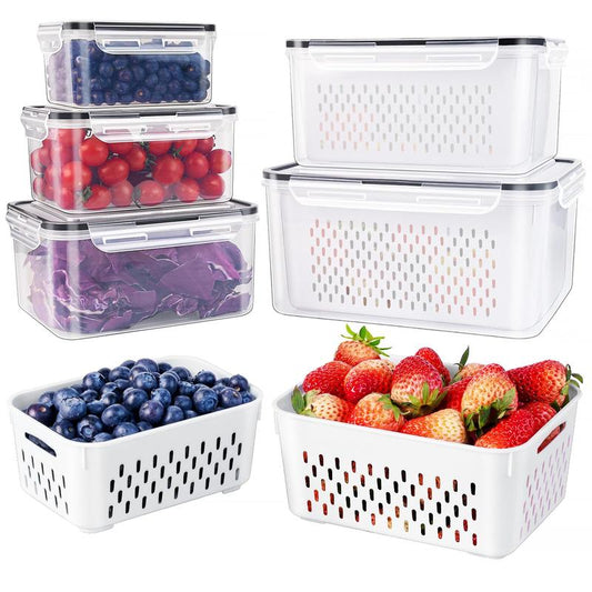 🍓✨Ensemble de 3 boîtes à fruits – Passoire amovible, étanche et empilable