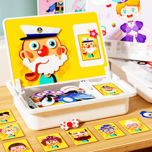 Boîte à puzzle magnétique pour enfants avec jeu et planche à dessi
