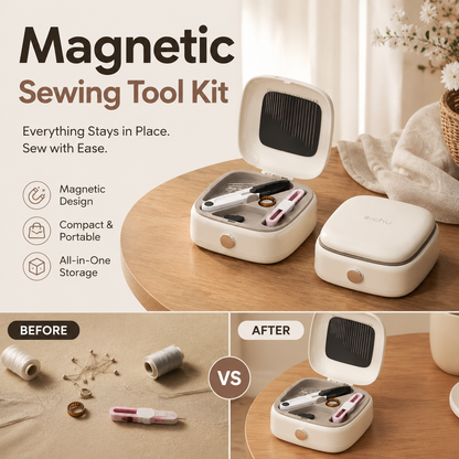 🧵 Kit de couture complet 40 pièces avec boîte de rangement magnétique – Compact, organisé et facile à emporter ✂️