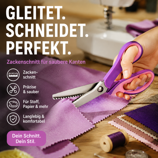 ✂️ 50 % DE RÉDUCTION ! 🧵 Ciseaux Multifonctions en Zigzag – Lames Dentelées Anti-Effilochage, Ressort Confortable – Coupez Tissu, Papier & Cuir 🌸