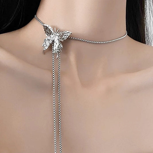 Adjustable Butterfly Tassel Choker for Women