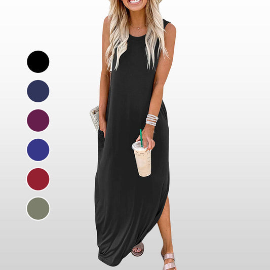 Women’s Trendy Solid Color Sleeveless Long Dress