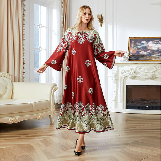 Red Printed Women's Robe