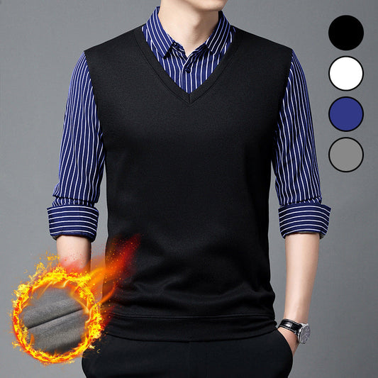 Men’s Cozy Faux Two-Piece Plush-Lined Shirt