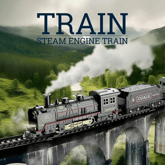 Simulation Vintage Electric Steam Train with Track Toy Set