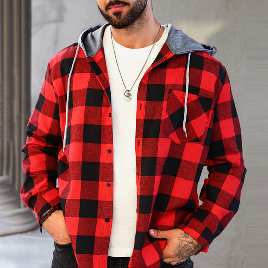 🔥60%OFF Christmas Sale🔥Men's Versatile Hooded Plaid Flannel Shirt