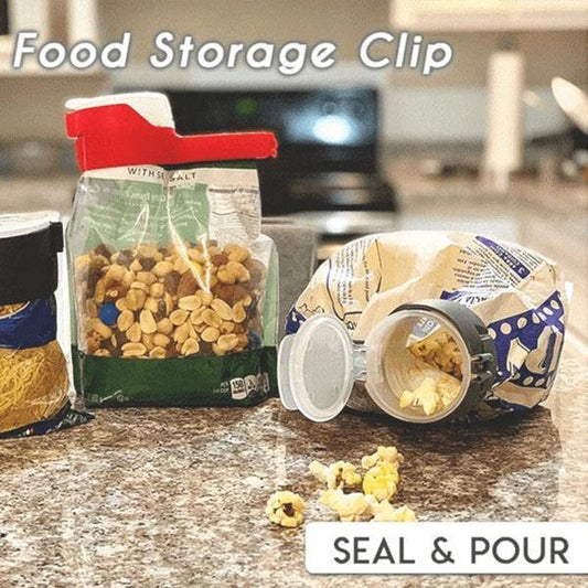 Clip pour sac de conservation alimentaire scellable et versable