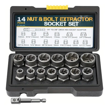 ⚡50% DE RÉDUCTION⚡ Kit d’Extracteur de Vis & Boulons Endommagés – 14 Pièces, Acier Chrome-Molybdène🔩🛠️