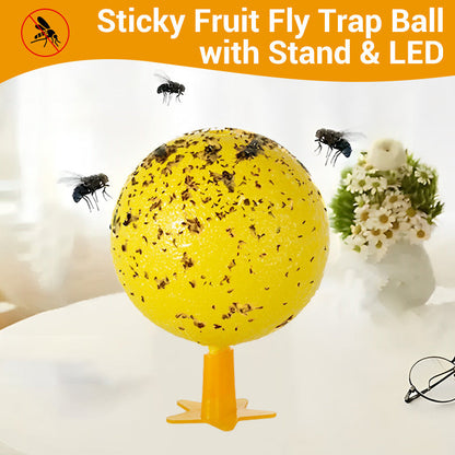 Boule piège à mouches des fruits adhésive avec support et LED