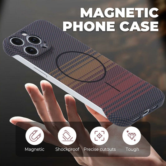Coque de téléphone magnétique ultra-fine en fibre de carbone