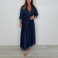 Robe plissée à col en V pour femme