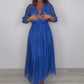 Robe plissée à col en V pour femme