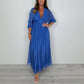 Robe plissée à col en V pour femme
