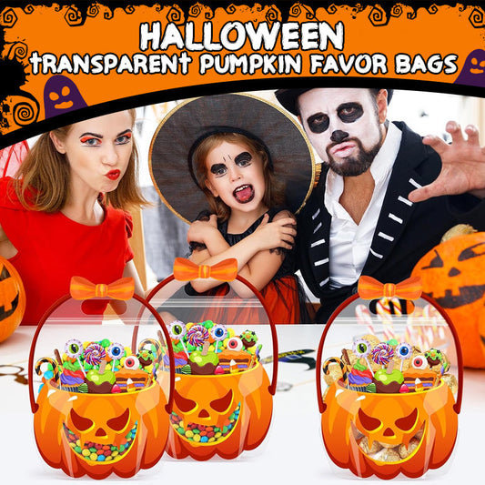 👻Meilleures ventes d'Halloween - 60 % de réduction🎃Sacs cadeaux citrouille transparents pour Halloween✨Parfaits pour les fêtes, la chasse aux bonbons et les cadeaux scolaires