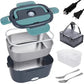 🍱 50% DE RÉDUCTION ! ⚡ Ensemble Boîte à Lunch 2-en-1 – Acier Inoxydable & Plastique – 60W Double Tension & 1,5L for Repas Chauds