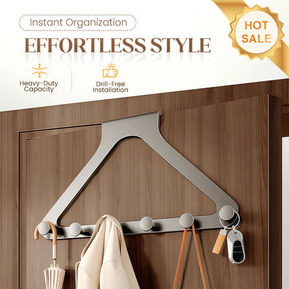 ⏳🔥 Offre limitée : -50 % ! 🚪✨ Porte-manteau de porte à 6 crochets sans perçage | Acier au carbone robuste, installation sans outils et gain de place