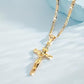 ✨ Collier Crucifix en Or – Motif INRI Détaillé, Chaîne Figaro Ajustable & Finition Éclatante 💛
