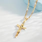 ✨ Collier Crucifix en Or – Motif INRI Détaillé, Chaîne Figaro Ajustable & Finition Éclatante 💛