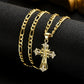✨ Collier Crucifix en Or – Motif INRI Détaillé, Chaîne Figaro Ajustable & Finition Éclatante 💛