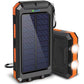 Batterie externe solaire portable, chargeur solaire avec double lampe de poche LED, batterie externe pour voyages et camping