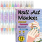 💅✨ Stylo nail art 2-en-1 – Pointe double pour lignes fines et détails, créez des motifs nets et professionnels à la maison ou en voyage, sans effort et sans bavure 🎨🖊️