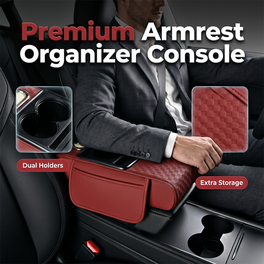 Coussin d'accoudoir de voiture, housse de console centrale 5 en 1 avec 2 sacs de rangement, porte-gobelet, emplacement pour boîte à mouchoirs, emplacement pour téléphone pour berlines, accessoires de voiture, organisateurs intérieurs
