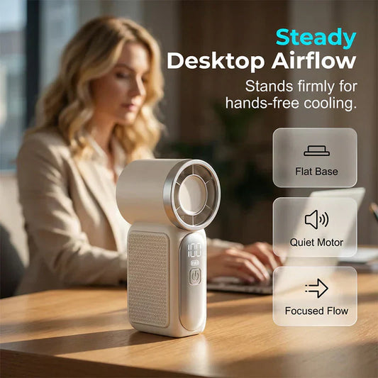 ❄️Mini ventilateur portable avec affichage LED 👍 Ventilateur de poche turbo 5 vitesses ✨ Rechargeable par USB, refroidissement rapide idéal pour les voyages et le maquillage