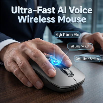 💥Souris sans fil intelligente à commande vocale IA – 1600 mots/min, hub de traduction, ergonomique