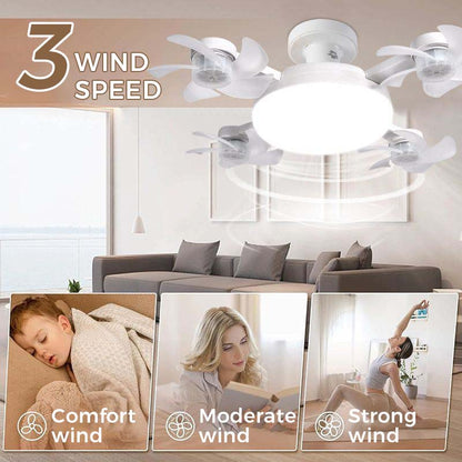 🌀Nouveau ventilateur de plafond avec éclairage et douille E27 – Ventilateur LED silencieux 2 en 1 avec télécommande, combinaison écoénergétique de refroidissement et d'éclairage pour la chambre à coucher