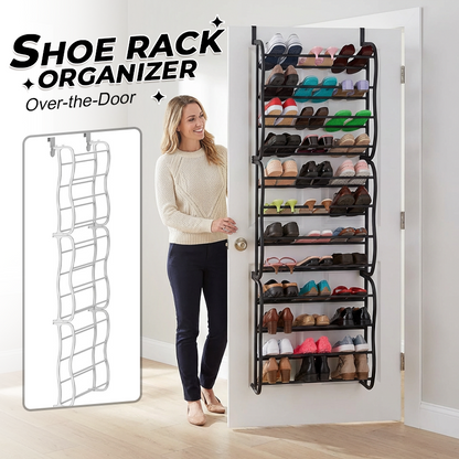 👟🔥Organisateur Chaussures Suspendu Porte – Jusqu'à 36 Paires Métal Robuste Stable, Étagères Inclinées Anti-Glissement Talons Bottes Baskets, Installation Sans Outils Secondes · 3 Coloris · 4-8-12 Étages ✨