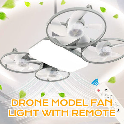 Ventilateur lumineux modèle drone E27 à 3 vitesses avec télécommande