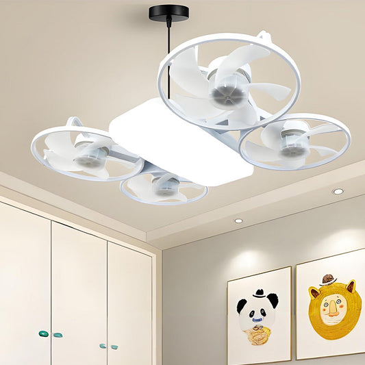 Ventilateur lumineux modèle drone E27 à 3 vitesses avec télécommande