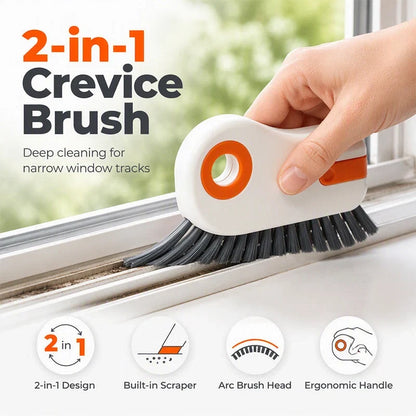 🧹Achetez 1, obtenez 1 gratuit !🚪 Brosse nettoyante détachable pour rainures de fenêtres et portes – Plastique durable, tête lavable, compacte, délogez poussière et saletés des recoins inaccessibles du salon à la voiture 🧼💨