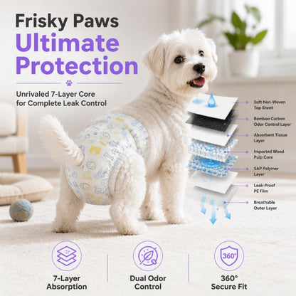 Couches jetables ultra-absorbantes et respirantes pour animaux de compagnie
