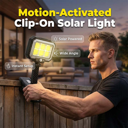 Lampe solaire à détecteur de mouvement avec fixation à pince