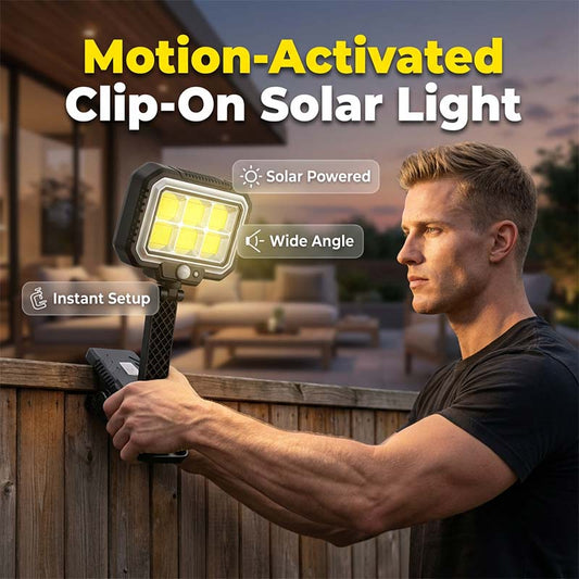 Lampe solaire à détecteur de mouvement avec fixation à pince