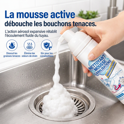 Nettoyant moussant et désodorisant pour canalisations domestiques