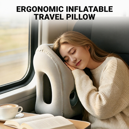 🌬️ Oreiller de voyage gonflable ergonomique ✈️😴 | Pour un sommeil confortable en voiture, en avion ou en train