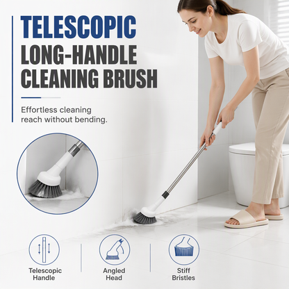 Brosse de nettoyage de salle de bain à manche long extensible pour le nettoyage des toilettes et des joints de carrelage