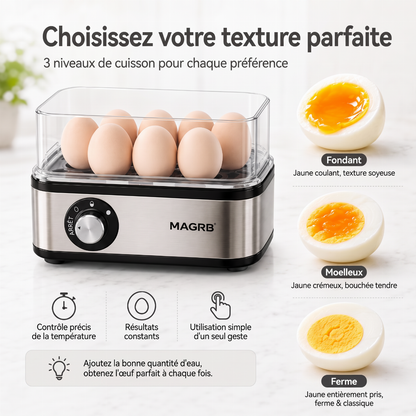 Cuiseur à œufs multifonction avec couvercle transparent