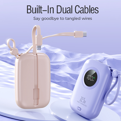 Chargeur portable fin de 10 000 mAh avec câble intégré