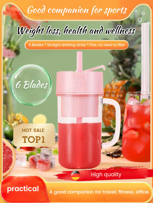 6-Blade Spinning Glass (With A Straw)Fruit Juicer/Wall Breaker