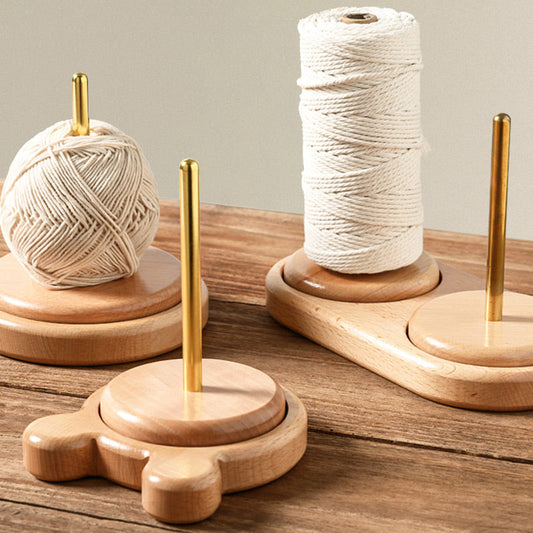 Wood Spinning Yarn Holder with Twirling Mechanism
