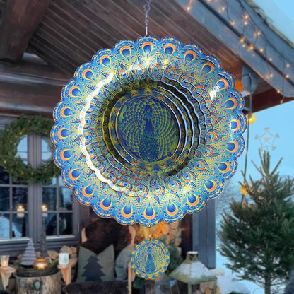 [Creative Gift] 3D Rotating Wind Spinning Peacock Wind Chime