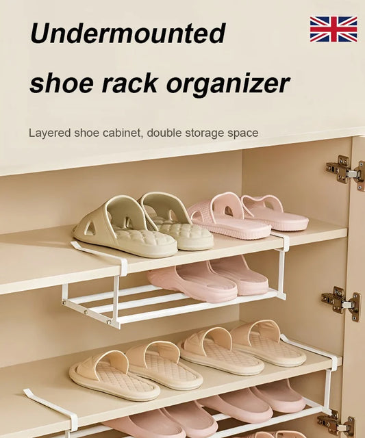 Stainless Steel Multifunctional Clip-on Shoe Rack for More Space for Shoe Cabinet