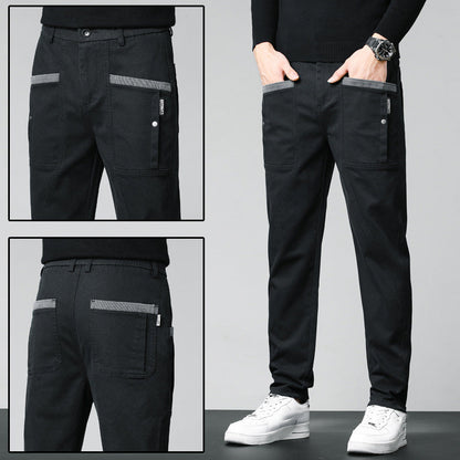 Ideal Gift - Men's Casual Stretch Straight Leg Pants with Large Pockets