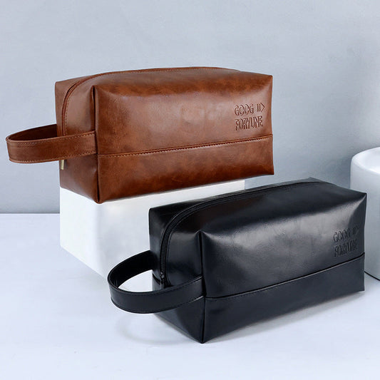 [best gift] Large Capacity Leather Toiletry Bag